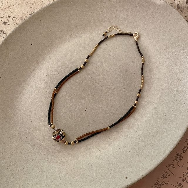 Cord Bead Pendant Bracelet / Choker