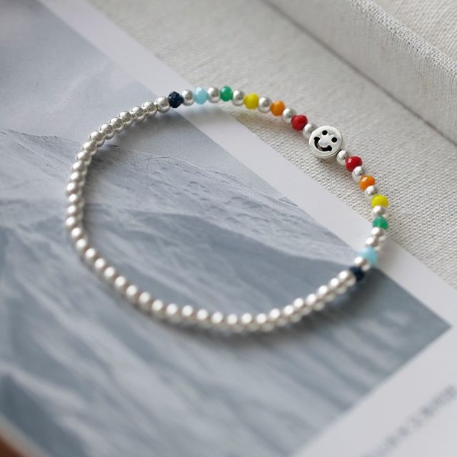 Bracelet Silver Face Rainbow Sterling Smiley