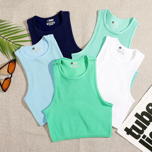 Crew Top Neck Plain Tank Crop