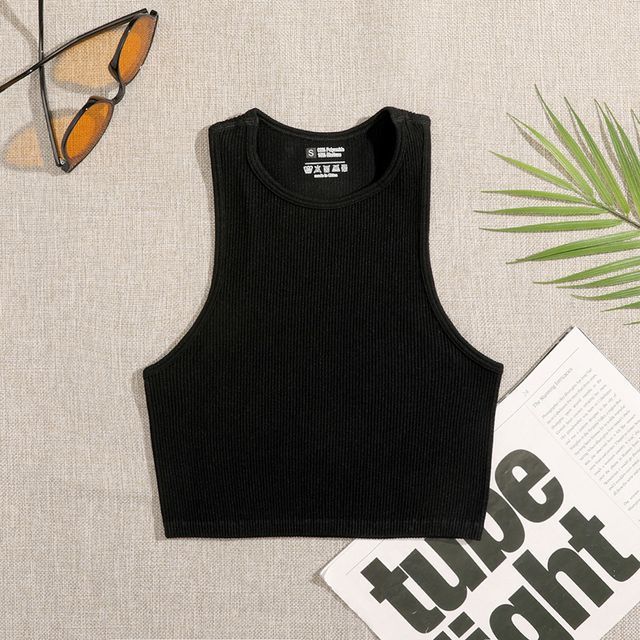 Crew Top Neck Plain Tank Crop
