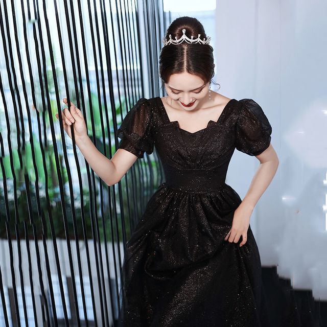 Gown / Evening Cocktail Dress Plain Midi A-Line Mesh