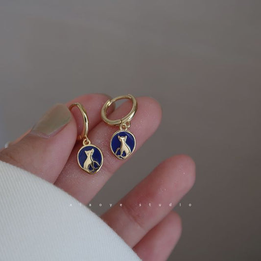 Cat Dangle Sterling Earring Silver