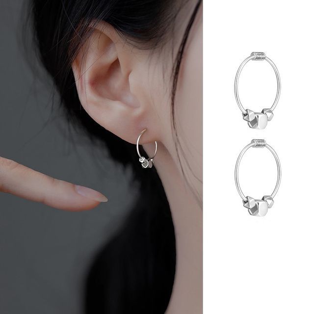 Earring Hoop Bead Silver Sterling