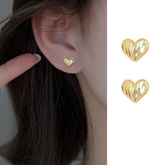 Textured Heart Earring Sterling Silver