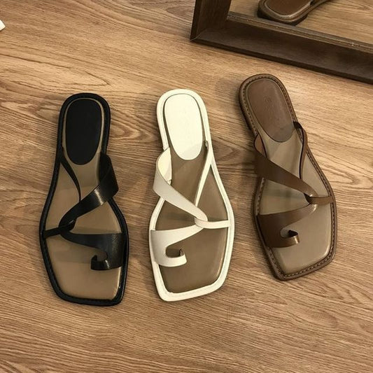 Sandals Square-Toe Toe-Loop Slide