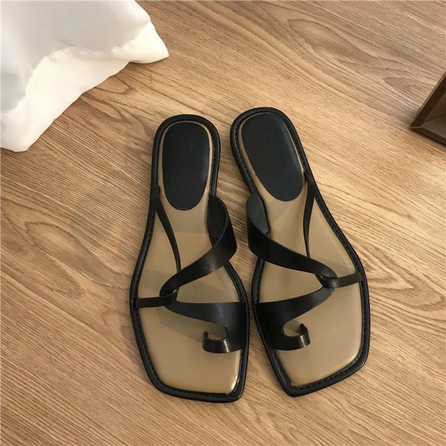 Sandals Square-Toe Toe-Loop Slide