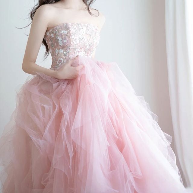 Strapless A-Line Embroidered Panel Gown Mesh Evening Flower