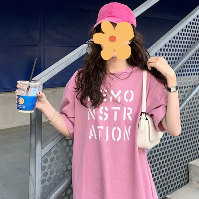 Short-Sleeve Round Neck Lettering Tee