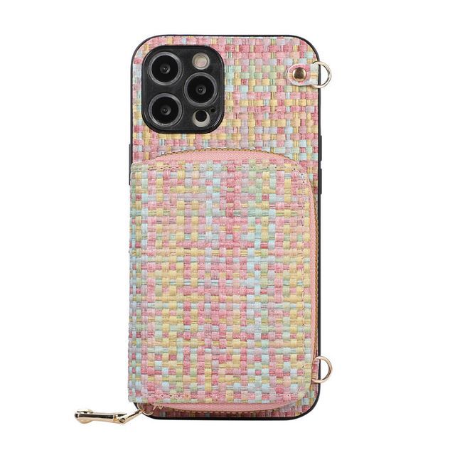 Card Holder Case Plaid Fabric Phone
