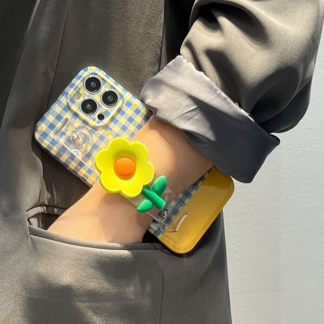 Wristband Case Phone Plaid Flower