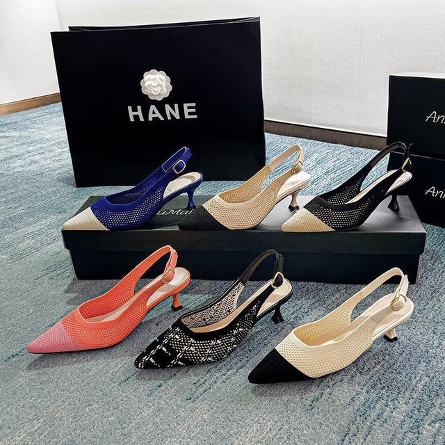 Kitten Slingback Pointed Sandals Heel
