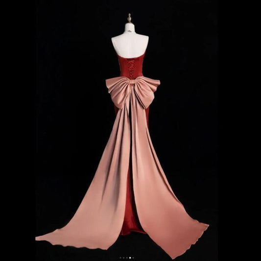 Tube Bow Two Mermaid Cross Evening Criss Gown Tone