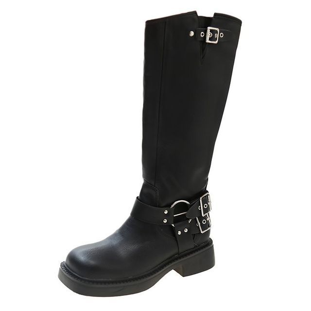 Platform High Multi-Buckle Boots Knee