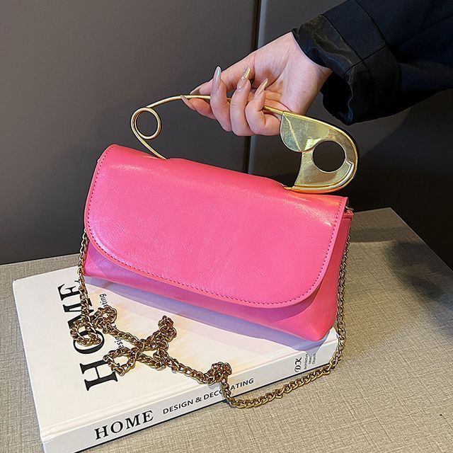 Crossbody Flap Handle Bag Safety Pin