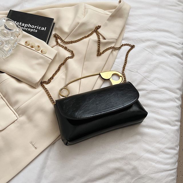 Crossbody Flap Handle Bag Safety Pin