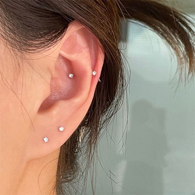 Earring Stud Set: Pair Alloy Rhinestone 2