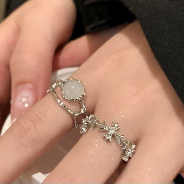 Cross Open Faux / Ring Set Moonstone