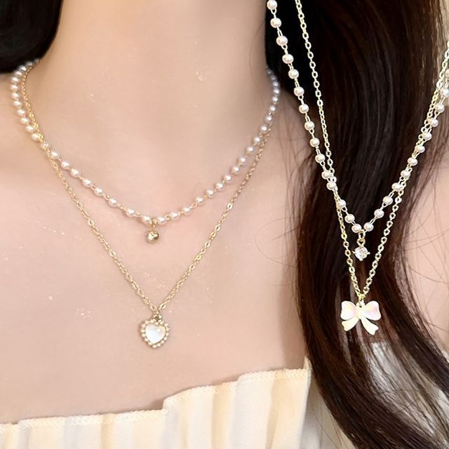 Layered Necklace Faux Pearl