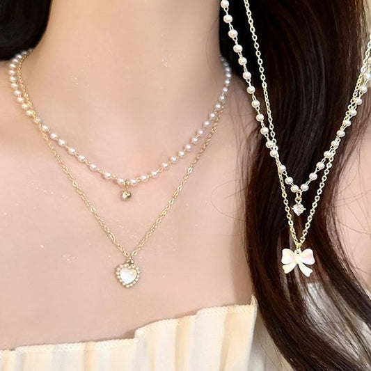 Layered Necklace Faux Pearl