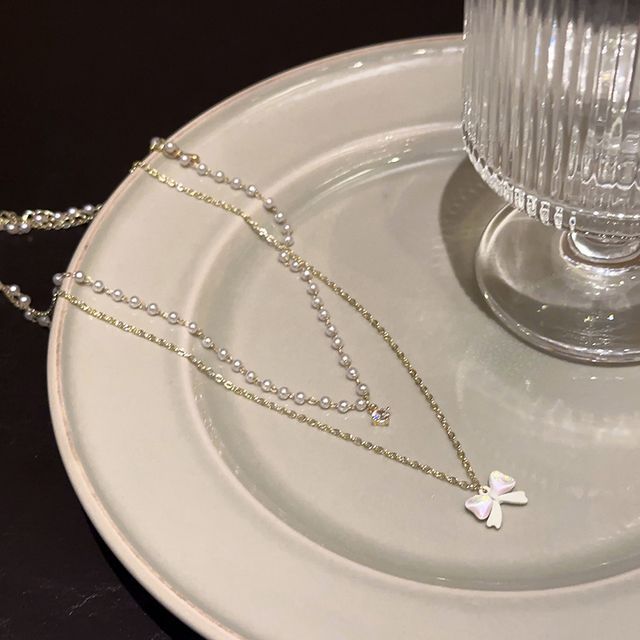 Layered Necklace Faux Pearl