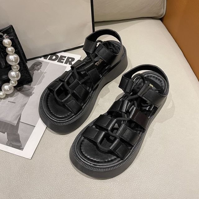 Lace-Up Gladiator Platform Sandals