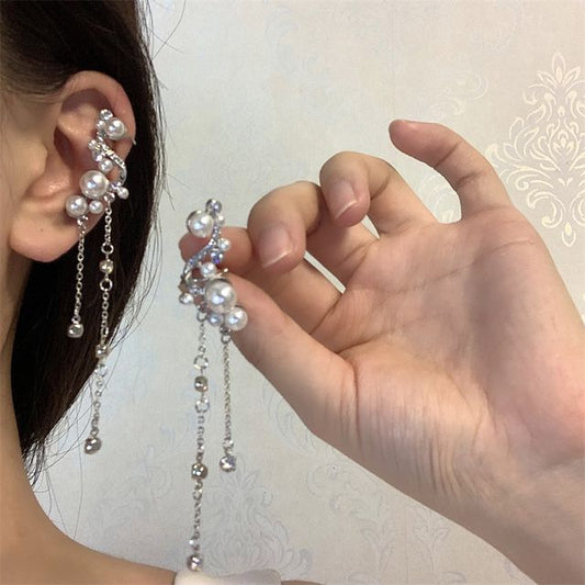 Fringe Rhinestone Faux Cuff Pearl Ear