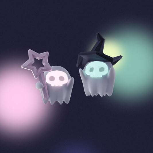 Stud ) Ghost ( Designs Various Earring Silver Sterling Halloween