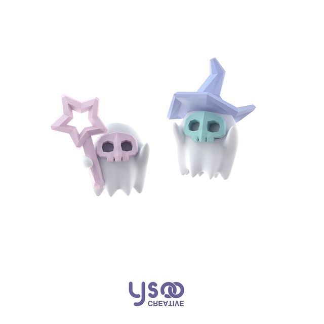 Stud ) Ghost ( Designs Various Earring Silver Sterling Halloween