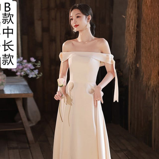 Evening Plain Ruffle A-Line Gown