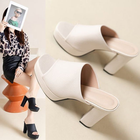 Chunky Platform Heel Slide Sandals