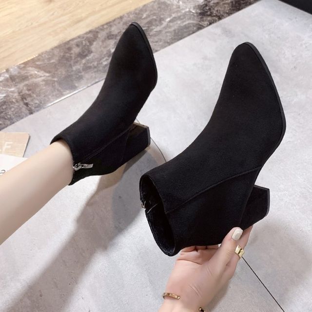 Boots Pointed Chunky Ankle Heel