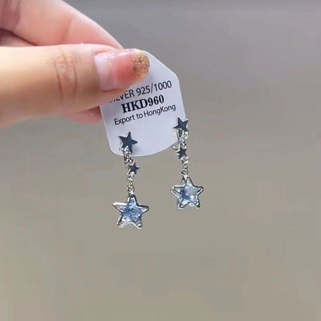 Rhinestone Dangle Alloy Earring Star