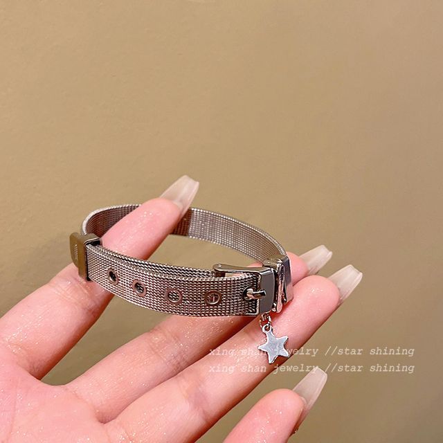 Leather Bracelet Pendant Star Buckled Alloy Faux /