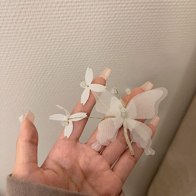 Gemstone Hair Clip Set / Butterfly