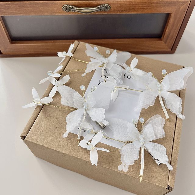 Gemstone Hair Clip Set / Butterfly