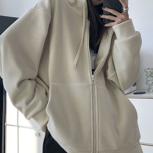 Hoodie Oversized Plain Zip