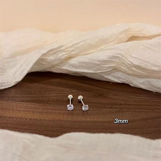 Designs) Sterling Barbell Rhinestone (Various Earring Silver