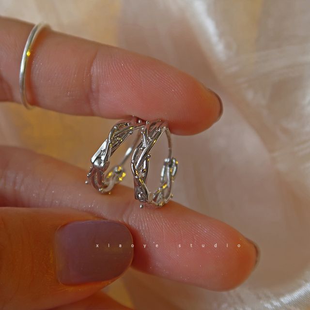 Silver Hoop Sterling Thorn Earring