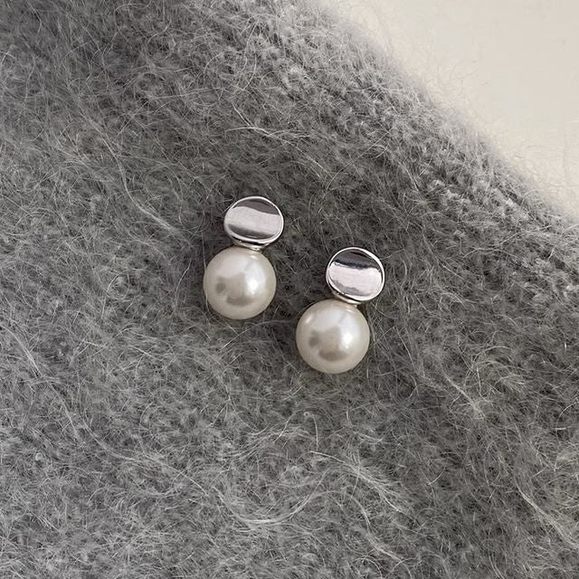 Faux Pearl Sterling Earring Silver Drop
