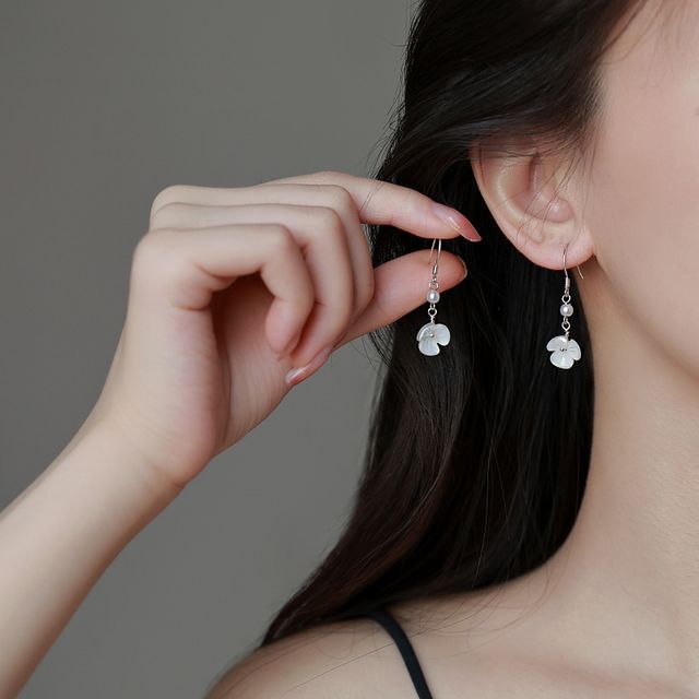 Acrylic Pearl Faux Earring Dangle Floral Alloy