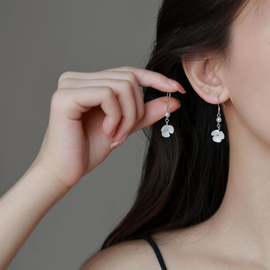 Acrylic Pearl Faux Earring Dangle Floral Alloy