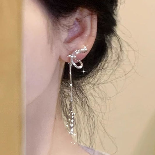 Sterling Bow Threader Silver Earring