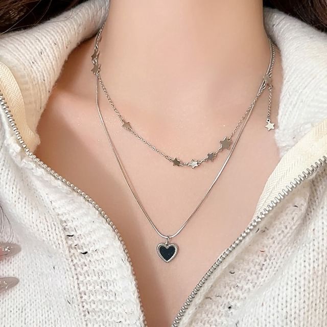 Heart Alloy Set / Star Necklace Choker Pendant