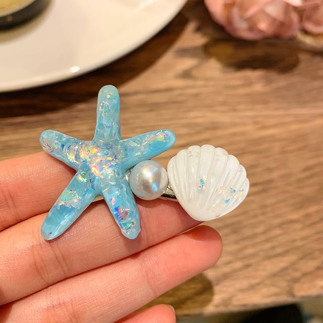 Pearl Starfish Resin Clip Hair / Shell Faux