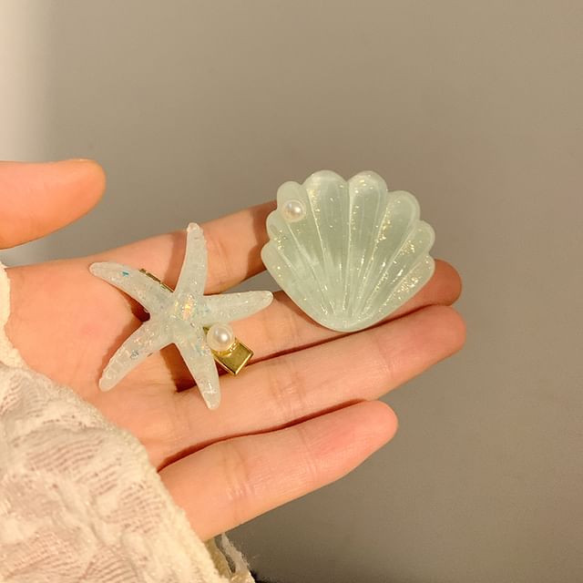 Pearl Starfish Resin Clip Hair / Shell Faux