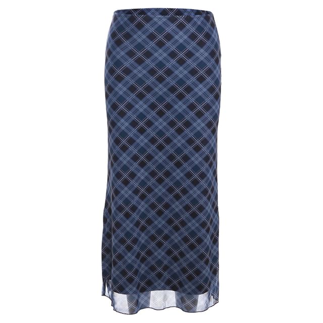 Skirt Waist Mid Midi A-Line Plaid