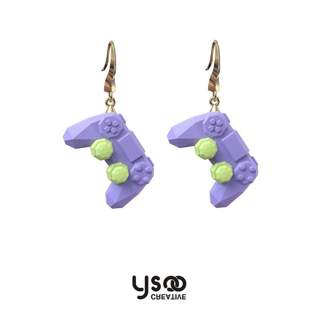 / Cuff Asymmetrical Clip-On Earring Ear Lettering Gamepad Drop