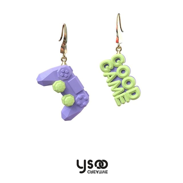 / Cuff Asymmetrical Clip-On Earring Ear Lettering Gamepad Drop