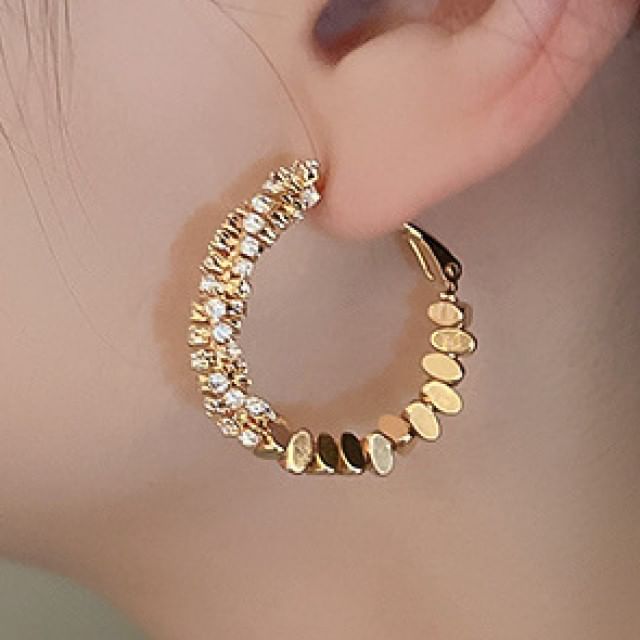 Alloy Earring Rhinestone Hoop