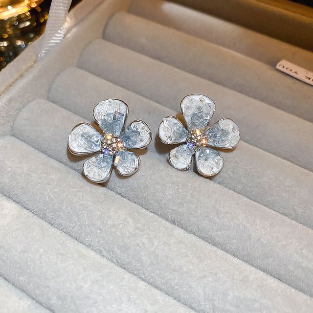 Designs) Earring Faux Bow / (Various Pearl Floral Alloy